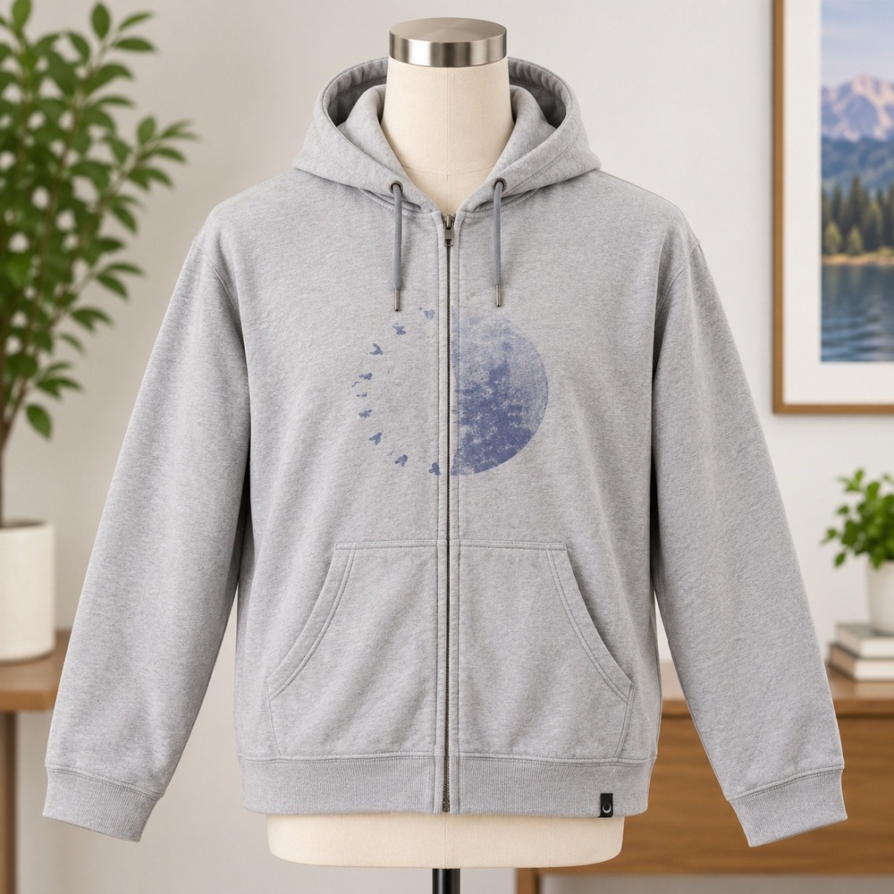 Quiksilver Full Zip Hoodie Mens Large Gray Graphic Fleece Sweatshirt